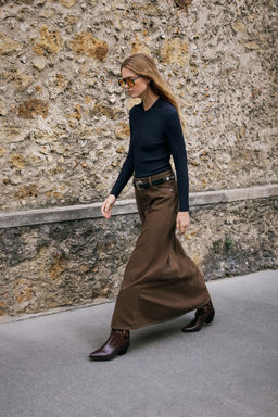 Z1975 DENIM MIDI TIERED SKIRT