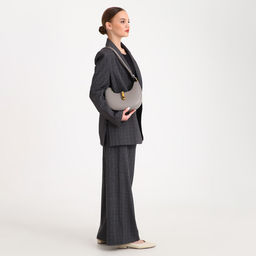 Сумка женская багет TEXTURA на молнии, 24×6×14 см, серая