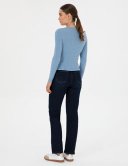 Lacivert Straight Fit Jean Pantolon