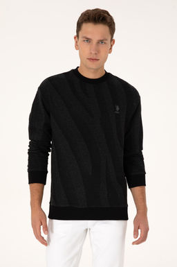 Erkek Comfort Fit Bisiklet Yaka Siyah Sweatshirt