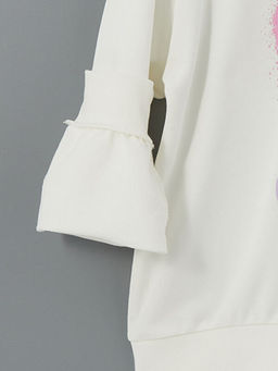 Bisiklet Yaka Stitch Bask?l? K?z ?ocuk Kal?n Sweatshirt - Waikiki фото 3