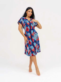 Халат женский, цвет синий красный