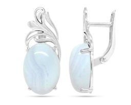 Серьги из серебра агат голубой, СПН4050