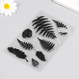 Штамп для творчества силикон "Листья папоротников и монстеры" 16х11 см