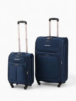 Чемодан на колёсах Royalbag большой 104 л (L), на молнии, с увеличением, кодовый замок, 4 колеса, синий