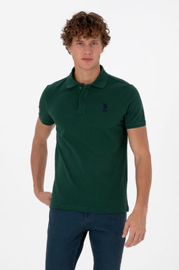 Поло Slim Fit Basic темно-зеленая из хлопка