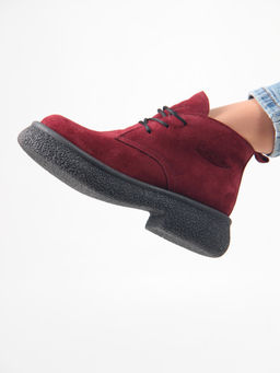 Ботинки 308.агатаbl. бордo замша/Байка