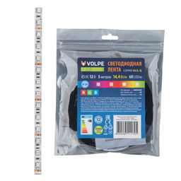 ULS-Q221 5050-60LED/m-10mm-IP20-DC12V-14,4W/m-5M-RGB Гибкая светодиодная лента на самоклеящейся основе. Катушка 5 м. в герметичной упаковке. RGB. ТМ Volpe.