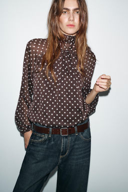 POLKA DOT BLOUSE WITH BOW - Zara фото 12