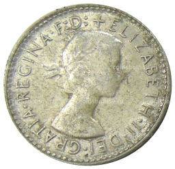 Монета 3 пенса 1964 года Австралия