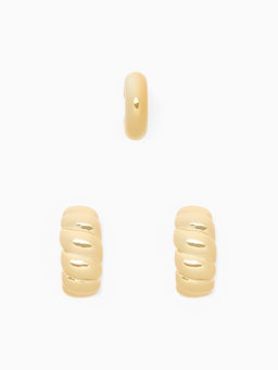 Серьги и каффы QF Плетённый бублик, набор, цвет золото  фото 2