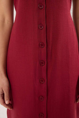 Trendyolmilla Lacivert Kusakl? Keten Kar?s?ml? Midi Dokuma Gomlek Elbise TWOSS25EL00651  фото 3