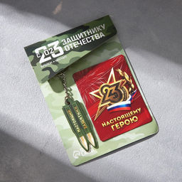 Цена за 2 шт. Магнит и брелок на 23 Февраля Настоящий защитник