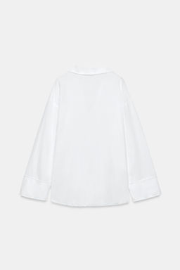 CAMISA DESFLECADA CON LINO ZW COLLECTION / Blanco - Zara фото 6