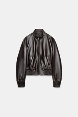 100% LEATHER BOMBER JACKET ZW COLLECTION - Zara фото 15