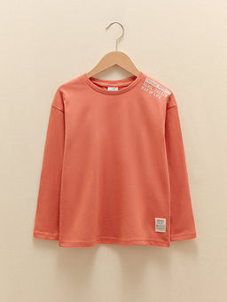 Bisiklet Yaka Bask?l? Uzun Kollu Erkek ?ocuk Ti??rt