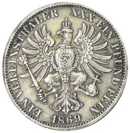 1 союзный талер 1869 года A Германcкие государства  Пруссия