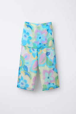 PANTAL?N WIDE LEG FALDA ESTAMPADO / Verde agua