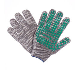 Цена за 10 шт. Перчатки садовые, хб, вязка 10 класс, 6 нитей, размер 9, с ПВХ точками, серые, Greengo  фото 3