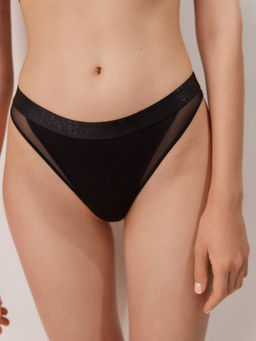 CONTE DOUBLE CONTE LBR 2260 Трусы бразилиана из бамбука и эластичной сеточки black