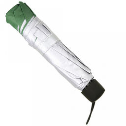 Зонт механический Серебро плащевка, 8 лучей, д/купола 98см, 3 сложения, 25см в сложенном виде, пластмассовая ручка, зеленый, 260гр (Китай) - Домашняя мода фото 3