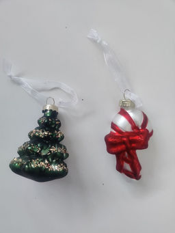 Набор елочных игрушек, 7 см, 2 шт, стекло, Елка/Леденец Anna Lafarg