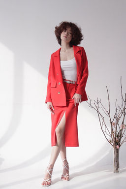 12157 Юбка миди-макси красная