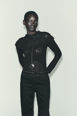 LACE TOP WITH RUFFLES - Zara фото 2