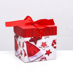 Цена за 12 шт. Коробка Самосборная Звезды Новый Год 10 х 10 х 10 см