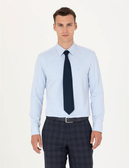 A__k Mavi Slim Fit Uzun Kollu Basic G_mlek