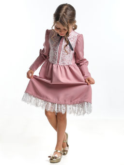 Нарядное платье с кружевной отделкой UD 6901 розовый - Mini maxi фото 3