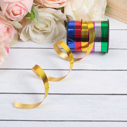 Цена за 2 шт. Лента упаковочная глянцевая, ассорти 0.8 см ? 3 м (набор 6 цветов)