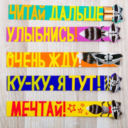 Набор фигурных закладок Читай с енотом!, 5 шт - Artfox фото 2