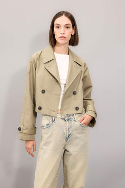 Тренч стандартного кроя с воротником-смокингом