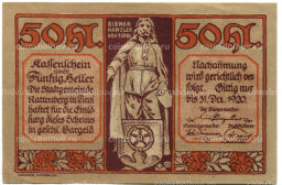 Банкнота 50 геллеров 1920 года Австрия  Раттенберг (нотгельд)
