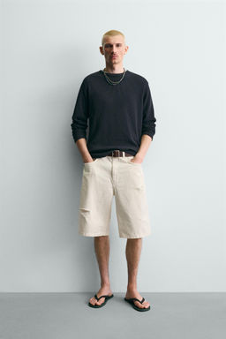 BERMUDA DENIM BAGGY FIT / Blanco roto