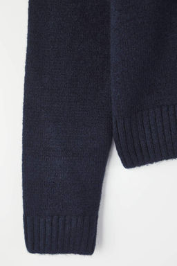 Lacivert Fermuarl? Yun Kar?s?ml? Dik Yaka Yumusak Dokulu Triko H?rka TWOAW26HI00027