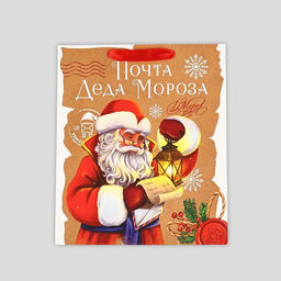 Цена за 2 шт. Пакет подарочный новогодний ламинированный Почта Деда Мороза, M 26?30?9 см