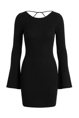 Siyah Mini Bodycone _spanyol Kol S_rt Ta_ Detayl_ Triko Elbise TWOAW27EL00017