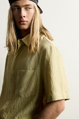 CAMISA BOXY FIT JACQUARD RAYAS / Amarillo - Zara фото 5