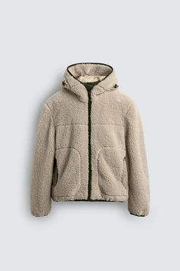 CONTRAST FAUX SHEARLING JACKET - Zara фото 5