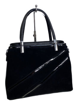 Женская сумка из искусственной кожи и натуральной замши, цвет черный