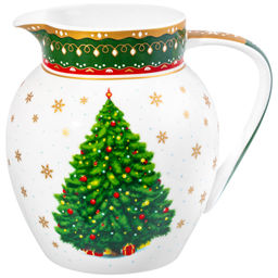 Кувшин 1,2 л 16*13*15,5 см "Новогодняя елка" зеленый узор, фарфор NEW BONE CHINA
