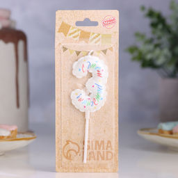 Свеча в торт «Воздушная», цифра 3, 5.5 см, белая