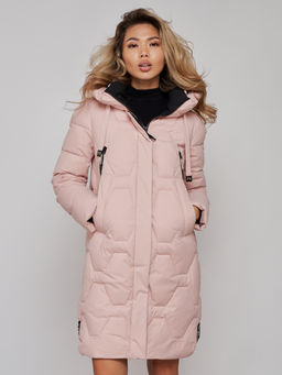 Пальто утепленное молодежное зимнее женское розового цвета 589899R - RoccaManer фото 12