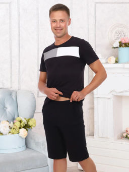 Ларри(чёрный) шорты муж. , 80% хлопок,15% п/э,5% лайкра