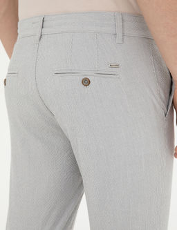 Gri Slim Fit Gofre Ba_c_kl_ Kanvas Pantolon