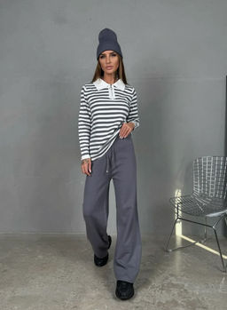 K13195 Костюм тройка: джемпер, брюки, шапка ГРАФИТ