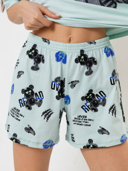 Комплект женский (футболка, шорты) в мятном цвете с медведями - Mark formelle фото 5