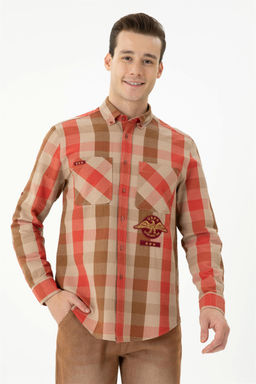 U. S. Polo Assn Мужская рубашка с длинным рукавом кирпичного цвета - U.s. polo assn фото 9